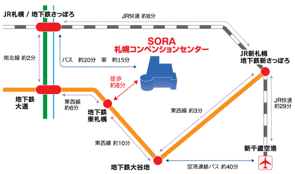 会場への地図(札幌コンベンションセンターのウェブページ掲載図)